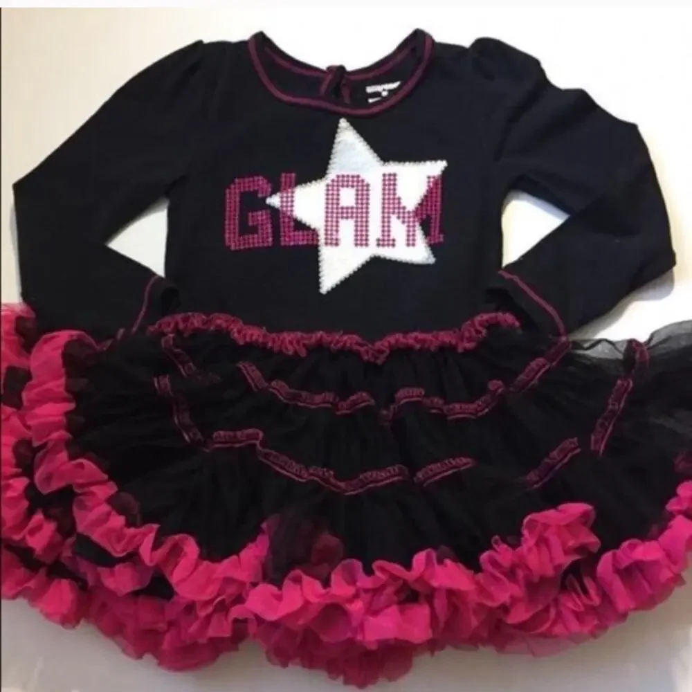 Girls GLAM Tutu Top sz 2T Hot Pink & Black Tutu 2T